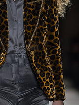 【24-hour shipping out】Casual Fashion Velvet Leopard Print Lapel Gold Edge Blazer
