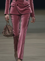 【24-hour shipping out】Vintage Elegant Rose Pink Velvet Suit