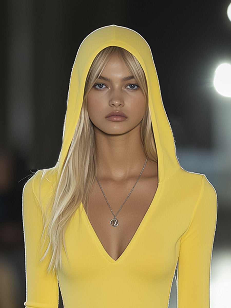 【24-hour shipping out】Casual Fashion Slim Fit Hooded T-shirt Mini Dress