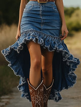 【24-hour shipping out】Retro Fashion Tube Top Short Front Long Back Ruffle Midi Dress