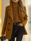 【24-hour shipping out】Casual Loose Retro Camel Wool Double-Breasted Mid-Length Coat