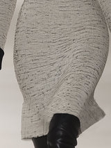 【24-hour shipping out】Retro Elegant Fashionable Stitching Velvet High Collar Tweed Midi Dress