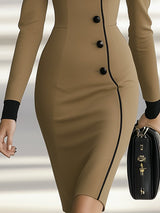 【24-hour shipping out】High-End Classic Temperament Chinese Style Stand-Up Collar Button Dress