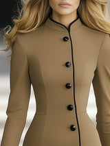 【24-hour shipping out】High-End Classic Temperament Chinese Style Stand-Up Collar Button Dress