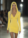 【24-hour shipping out】Casual Fashion Slim Fit Hooded T-shirt Mini Dress
