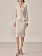 【24-hour shipping out】High-End Fashion Temperament Lapel Beige Suit