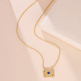Offrir un Collier Lapis Lazuli Œil Protecteur Argent Plaqué Or - Biloria