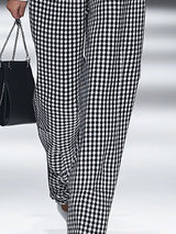 【24-hour shipping out】Fashion Retro Houndstooth Pocket Straight Pants