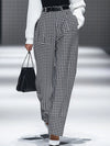 【24-hour shipping out】Fashion Retro Houndstooth Pocket Straight Pants