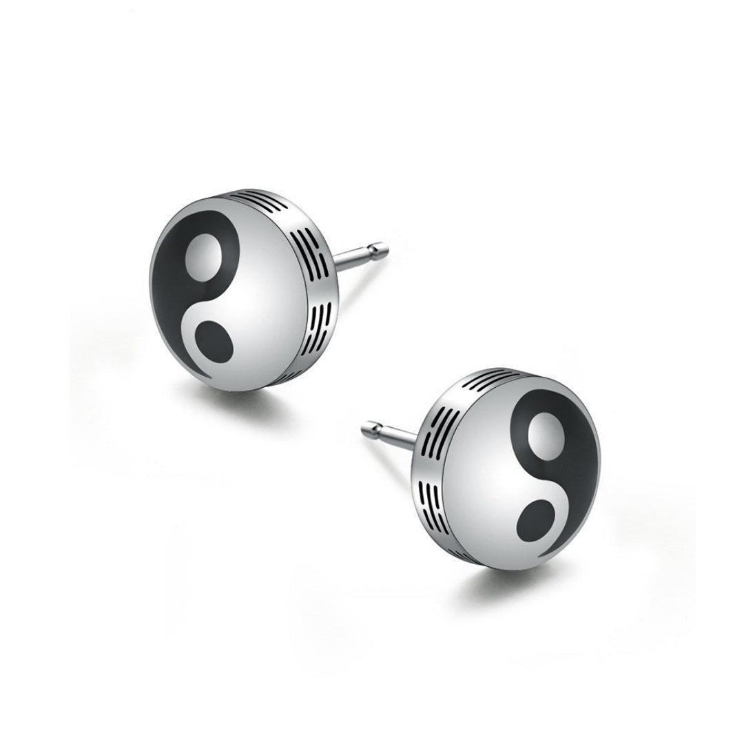 Puce Oreille Yin Yang Acier Inoxydable Homme Femme - Biloria