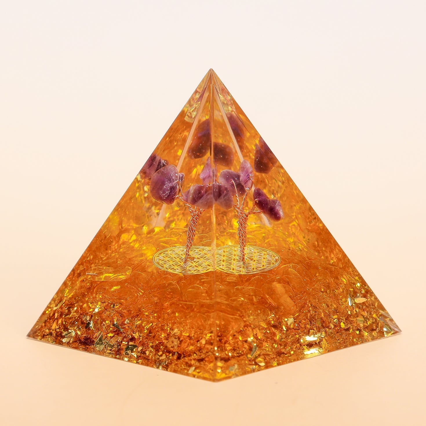 Pyramide Orgonite Arbre de Vie Améthyste – Apaisement & Méditation - Biloria